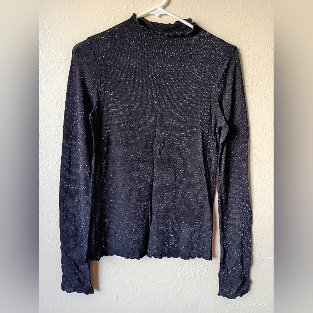 Project Social T Glittery Black Top